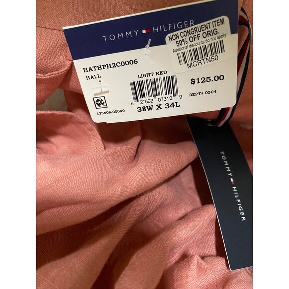 Tommy Hilfiger Mens Modern Fit Pure Linen Comfortable Pants Red Size 38x34 NWT - Picture 4 of 5